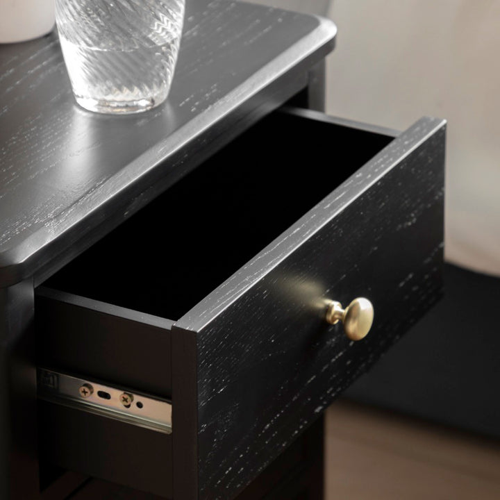 Acton 2 Drawer Bedside Table - Black