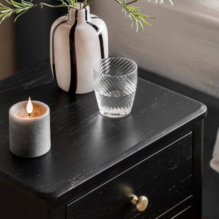 Acton 2 Drawer Bedside Table - Black