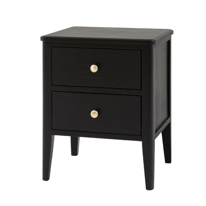 Acton 2 Drawer Bedside Table - Black