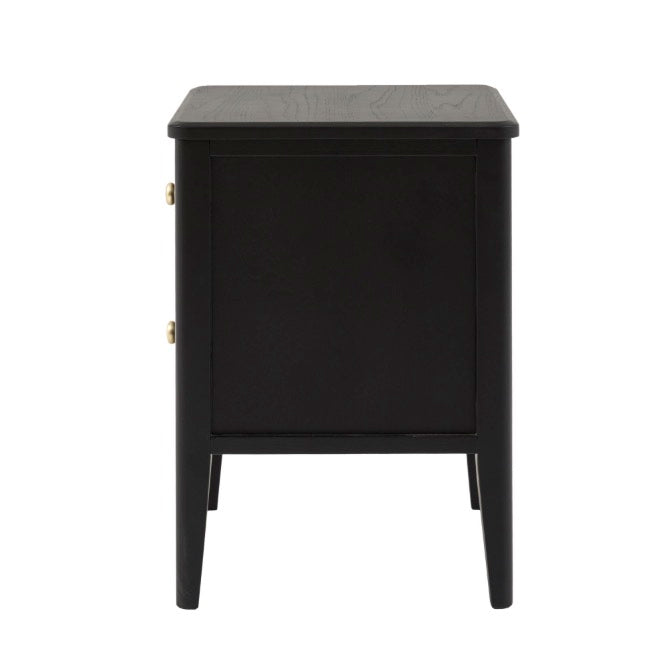 Acton 2 Drawer Bedside Table - Black