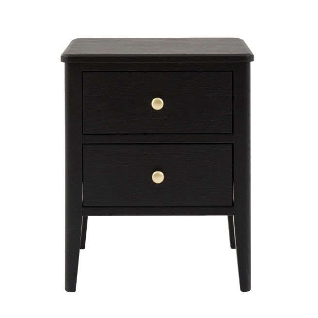 Acton 2 Drawer Bedside Table - Black