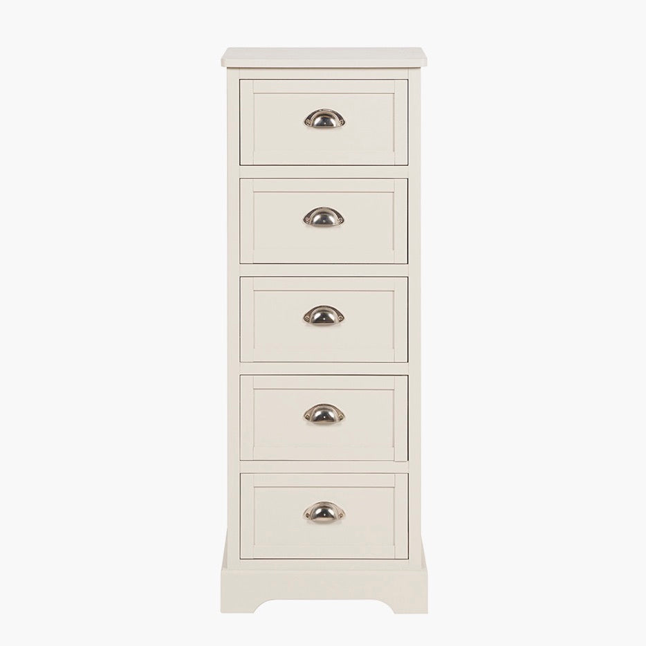Croft Linen Pine 5 Drawer Tallboy