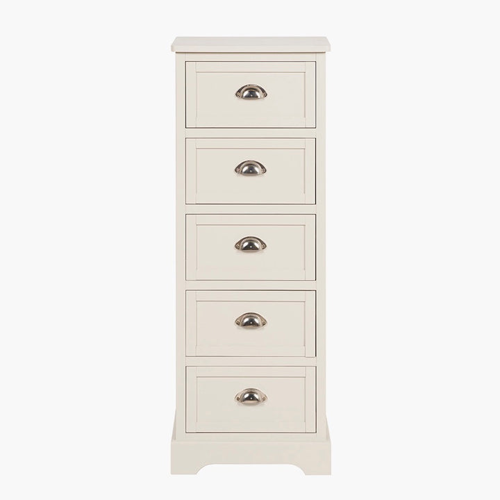 Croft Linen Pine 5 Drawer Tallboy