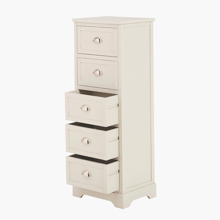 Croft Linen Pine 5 Drawer Tallboy