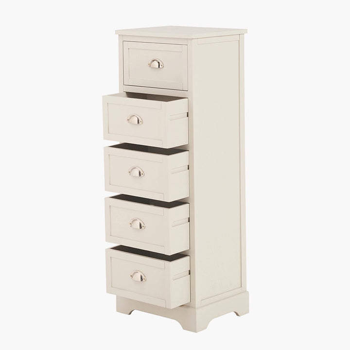 Croft Linen Pine 5 Drawer Tallboy