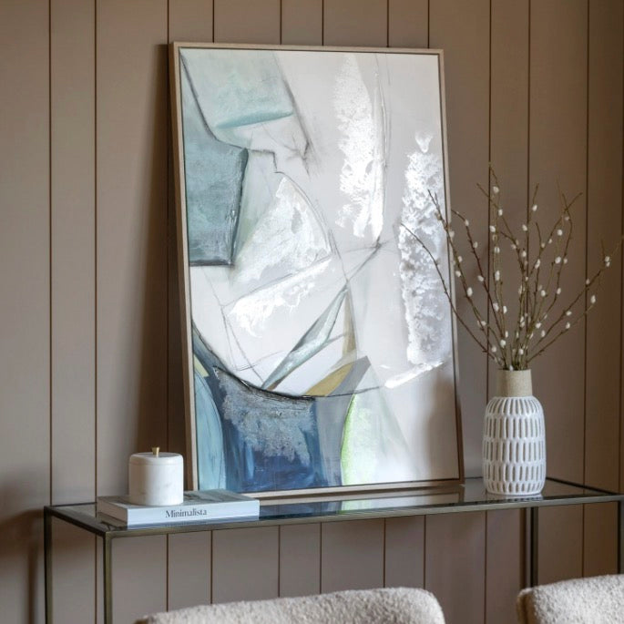 Teal Sketched Lines Abstract Canvas