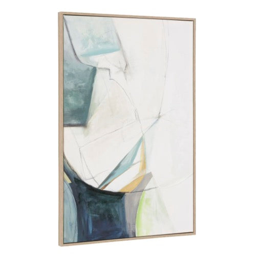 Teal Sketched Lines Abstract Canvas