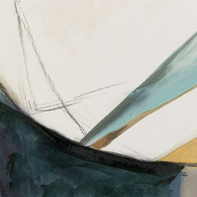 Teal Sketched Lines Abstract Canvas
