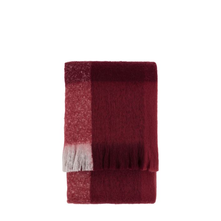 Check Faux Mohair Throw - Merlot