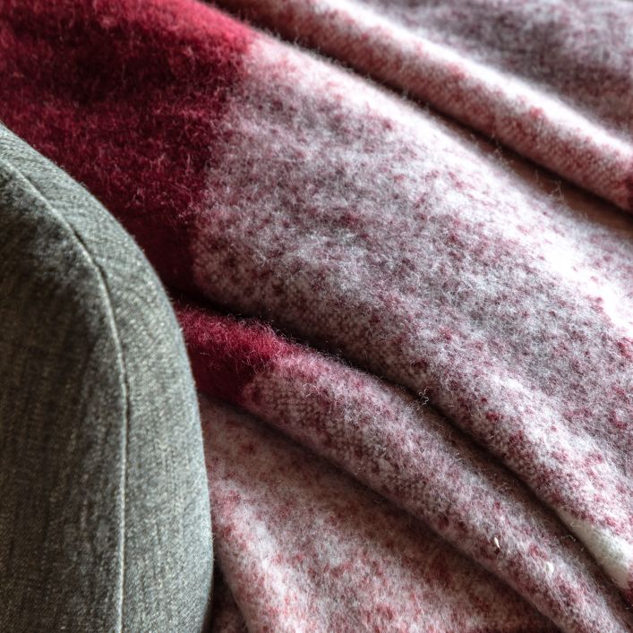 Check Faux Mohair Throw - Merlot