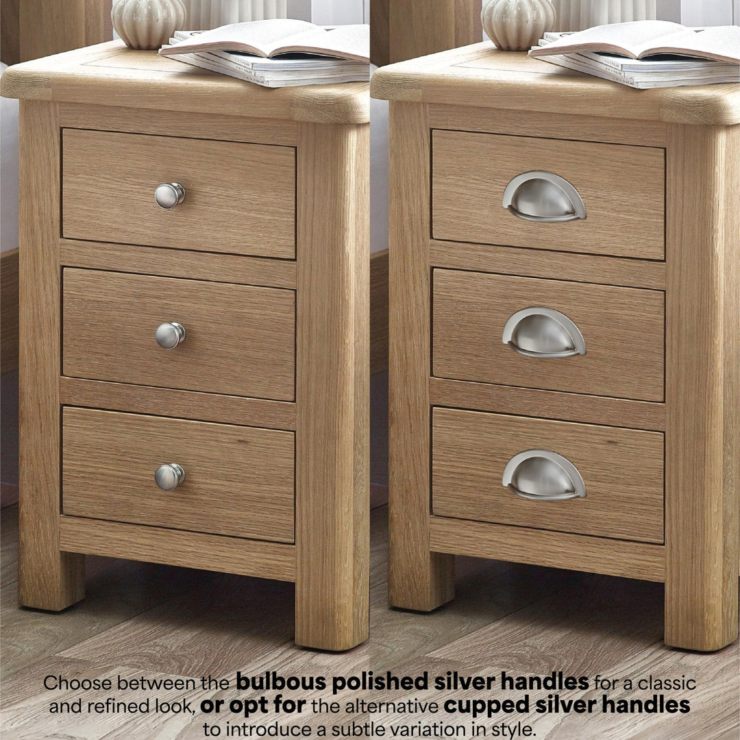 Memphis Limed Oak 3 Drawer Bedside styled in a bedroom|Memphis Limed Oak 3 Drawer Bedside on a white background|Memphis Limed Oak 3 Drawer Bedside MEM003 detail view 1|Memphis Limed Oak 3 Drawer Bedside MEM003 detail view 2|Memphis Limed Oak 3 Drawer Bedside MEM003 detail view 3|Memphis Limed Oak 3 Drawer Bedside MEM003 detail view 4|Memphis Limed Oak 3 Drawer Bedside MEM003 detail view 5|Memphis Limed Oak 3 Drawer Bedside MEM003 detail view 6|Memphis Limed Oak 3 Drawer Bedside MEM003 detail view 7