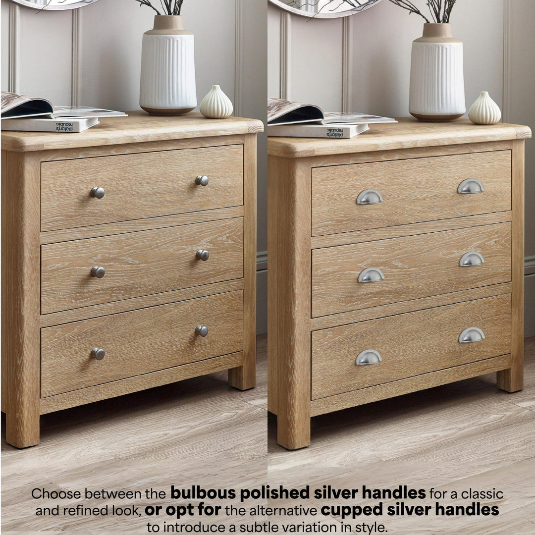Memphis Limed Oak 3 Drawer Chest