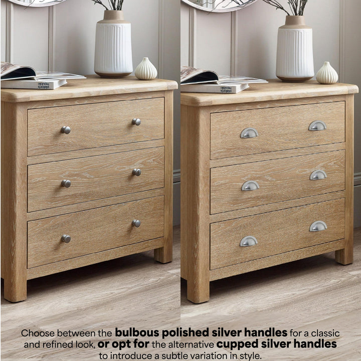 Memphis Limed Oak 3 Drawer Chest
