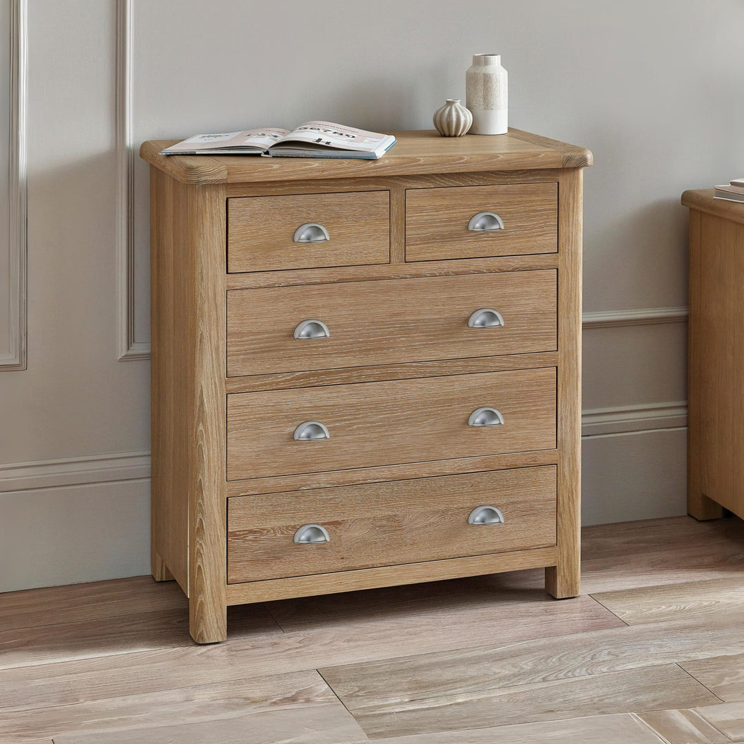 Memphis Limed Oak 3 + 2 Drawer Chest