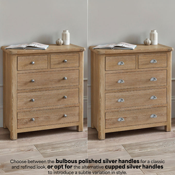 Memphis Limed Oak 3 + 2 Drawer Chest