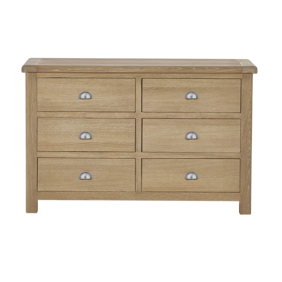 Memphis Limed Oak 6 Drawer Wide Chest