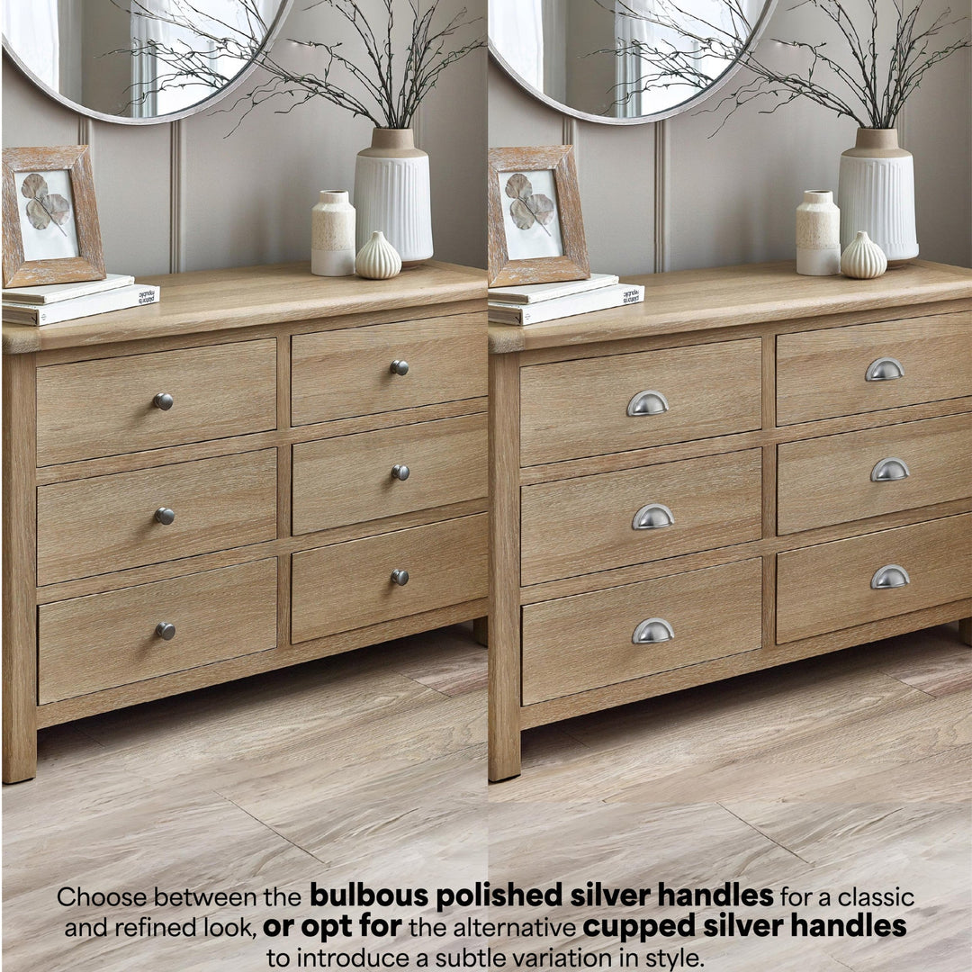 Memphis Limed Oak 6 Drawer Wide Chest