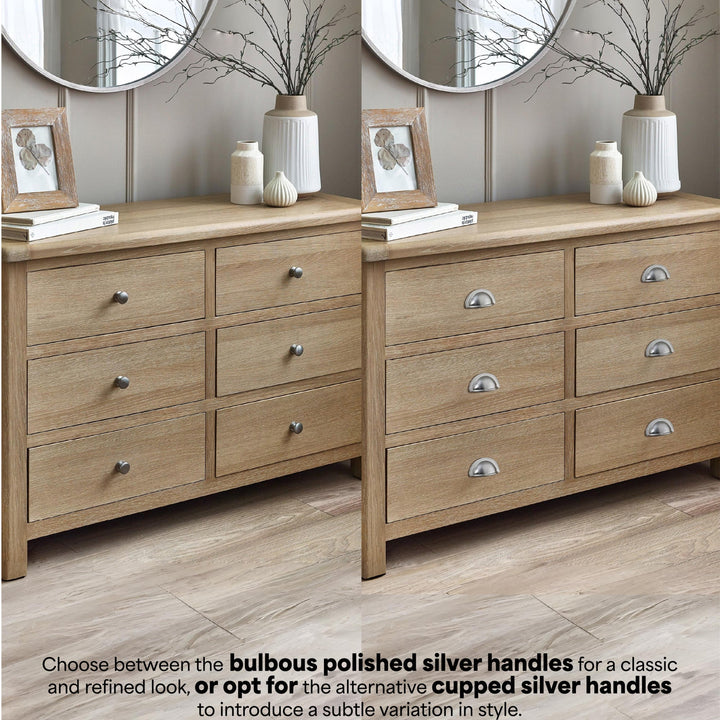 Memphis Limed Oak 6 Drawer Wide Chest