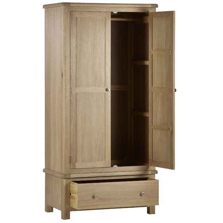 Memphis Limed Oak 2 Door 1 Drawer Wardrobe