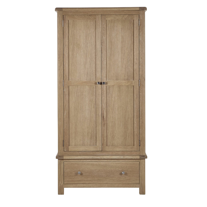 Memphis Limed Oak 2 Door 1 Drawer Wardrobe