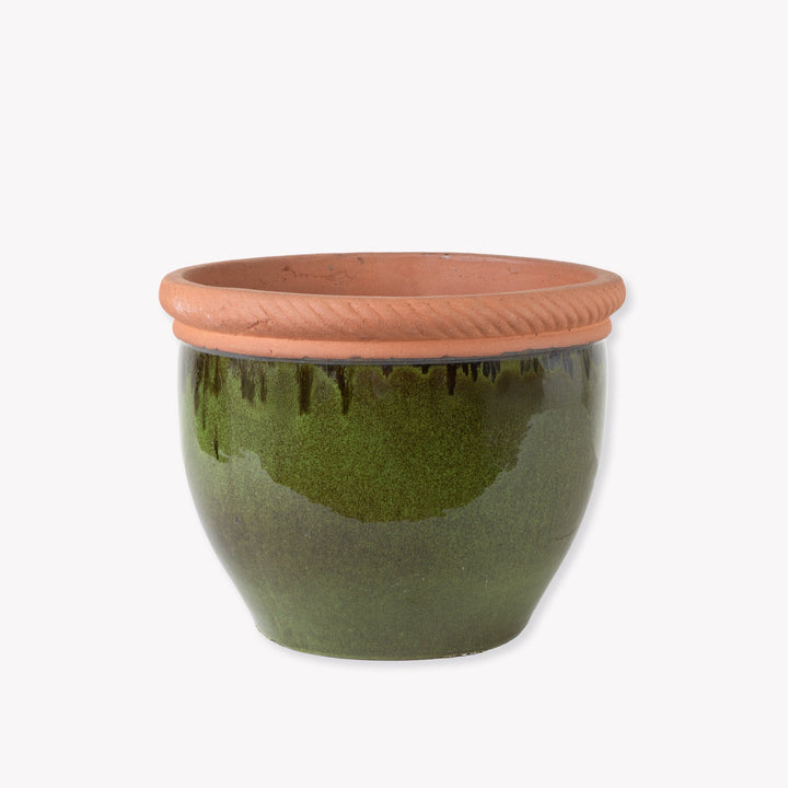 Coleshill Ceramic Planter 36cm in Olive Green by Garden Trading