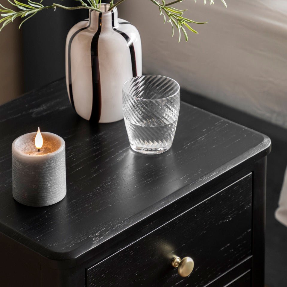 Acton 2 Drawer Bedside Table - Black3 - Duck Barn Interiors