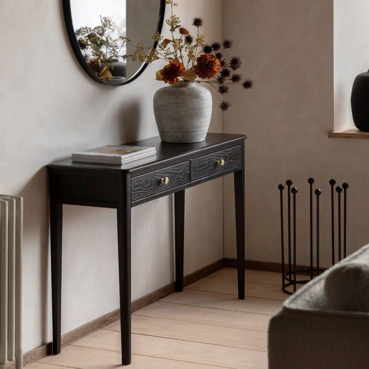 Acton 2 Drawer Console Table - Black1 - Duck Barn Interiors