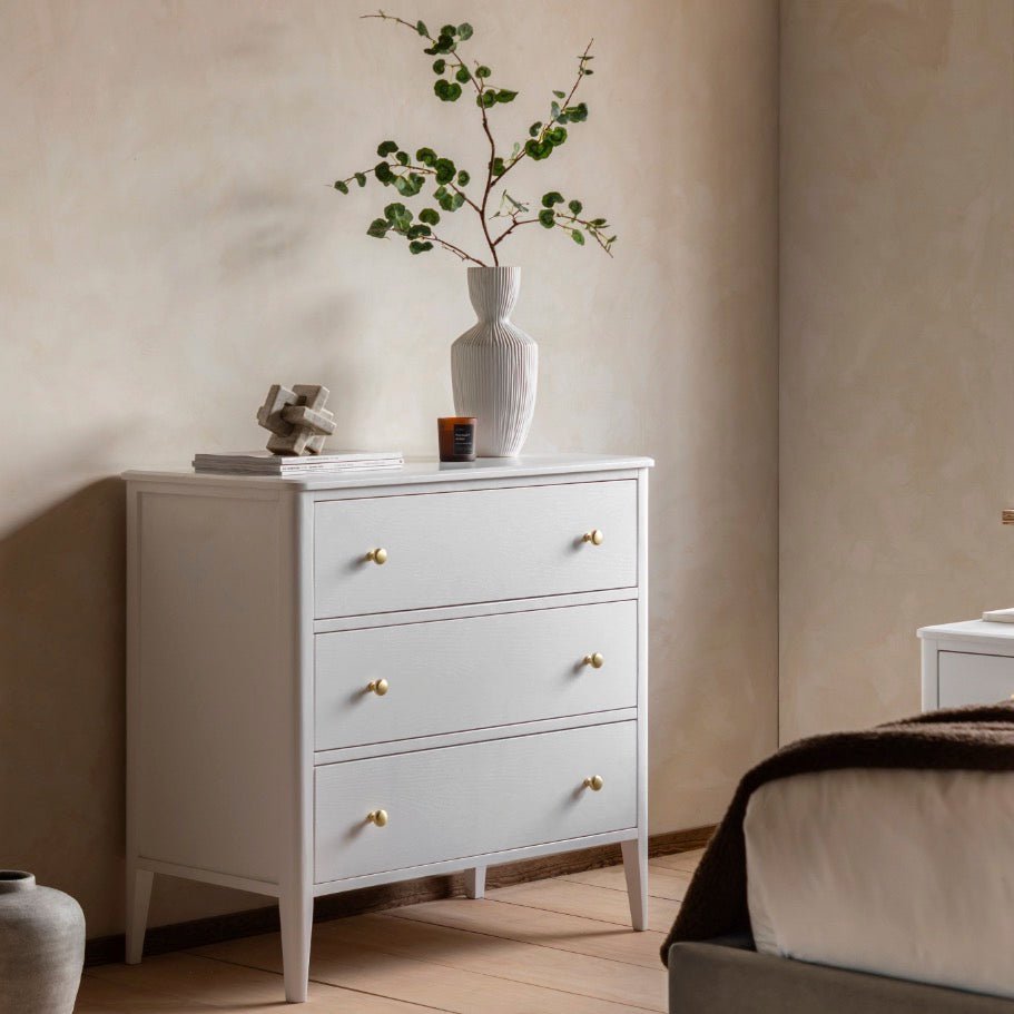 Acton 3 Drawer Chest - White1 - Duck Barn Interiors