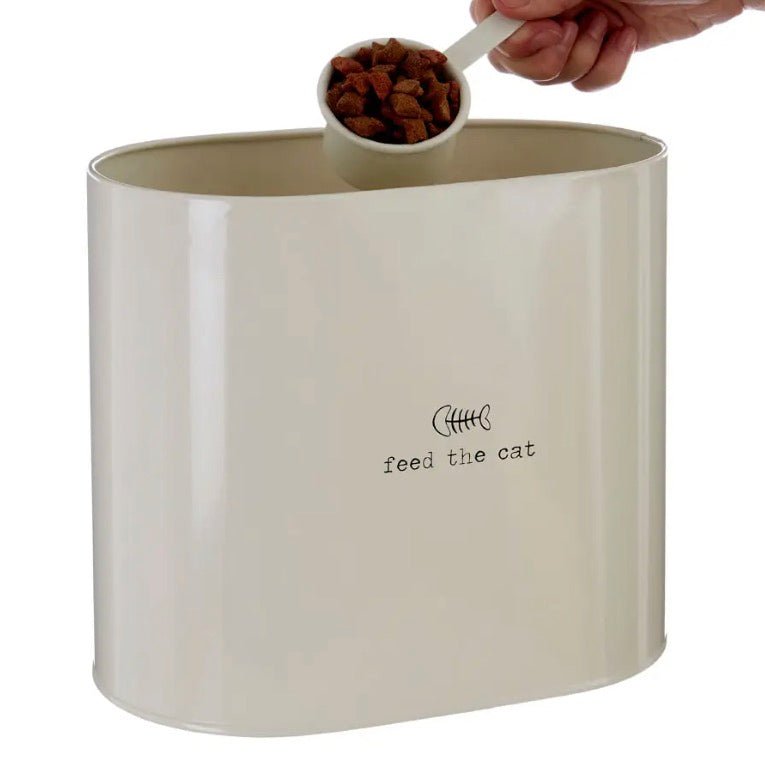 Adore Pets 6.5Ltr Feed The Cat Food Cream Storage Bin With Spoon4 - Duck Barn Interiors