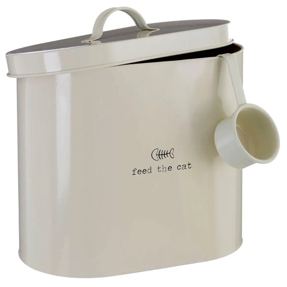 Adore Pets 6.5Ltr Feed The Cat Food Cream Storage Bin With Spoon3 - Duck Barn Interiors