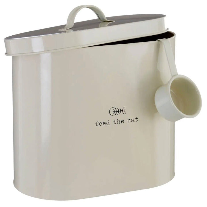 Adore Pets 6.5Ltr Feed The Cat Food Cream Storage Bin With Spoon3 - Duck Barn Interiors
