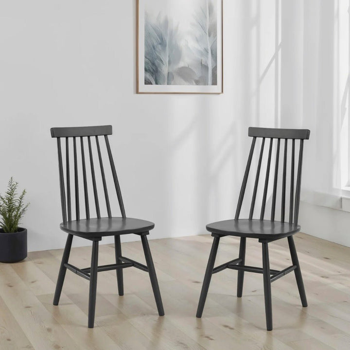 Alassio Spindle Back Chairs - Black (Pair)1 - Duck Barn Interiors