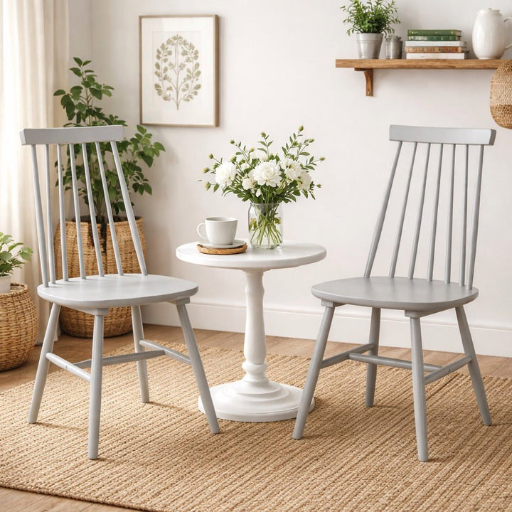 Alassio Spindle Back Chairs - Grey (Pair)1 - Duck Barn Interiors