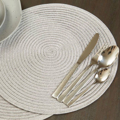 Alice Round Silver Thread Woven Placemat