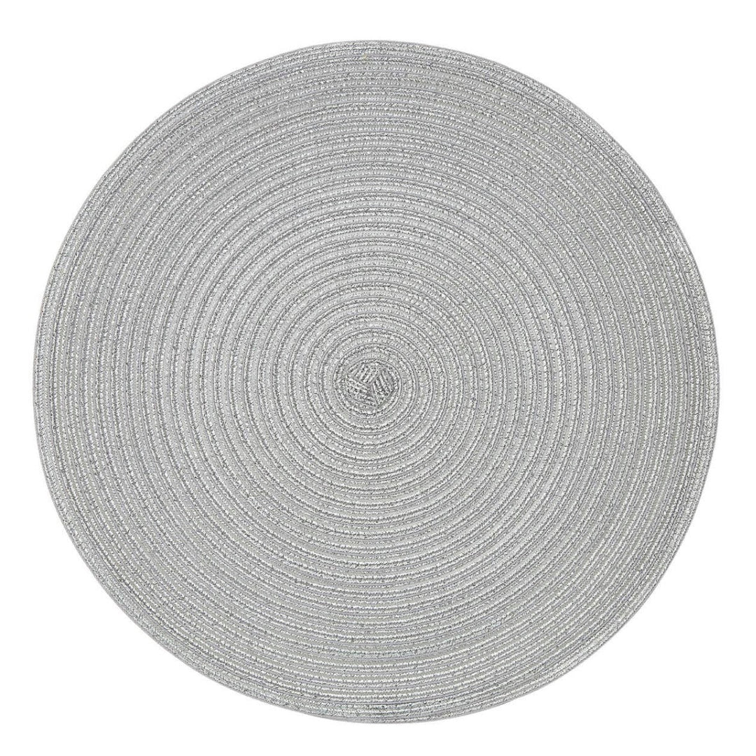 Alice Round Silver Thread Woven Placemat1 - Duck Barn Interiors