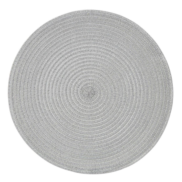 Alice Round Silver Thread Woven Placemat1 - Duck Barn Interiors