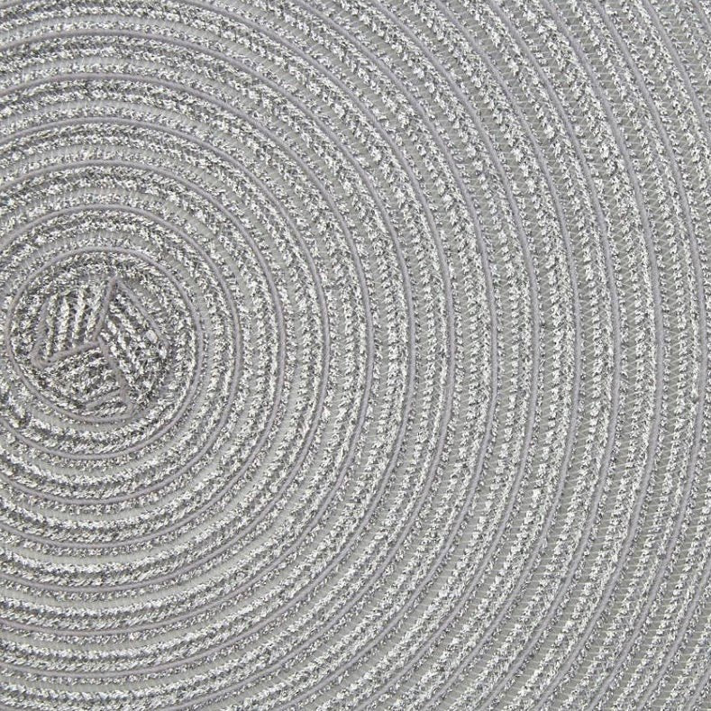 Alice Round Silver Thread Woven Placemat3 - Duck Barn Interiors