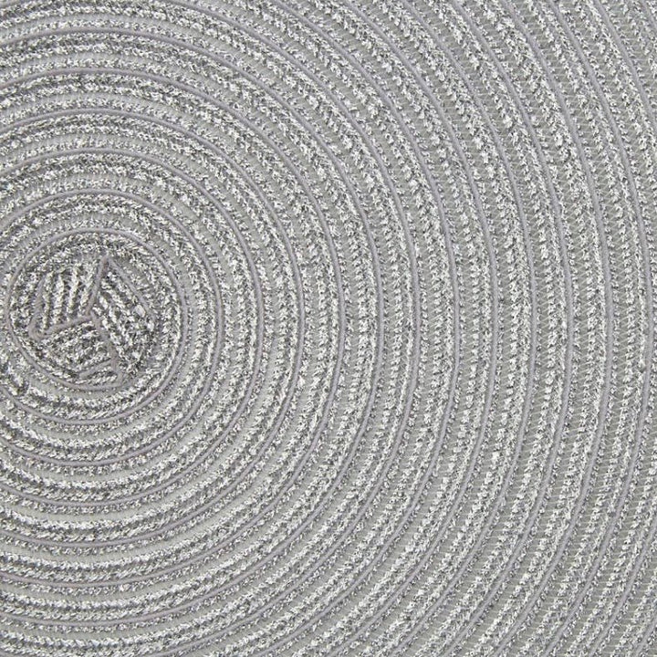 Alice Round Silver Thread Woven Placemat3 - Duck Barn Interiors