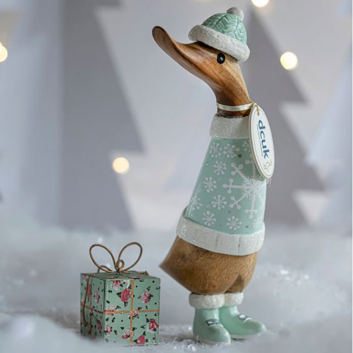 Alpine Fresh Duckling in Christmas Jumper and Buckle Boots1 - Duck Barn Interiors