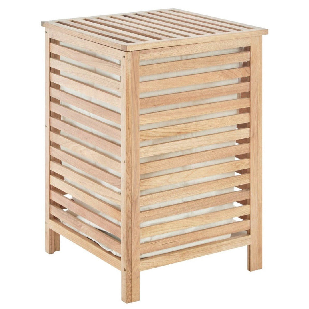 Arla Walnut Wood Laundry Hamper1 - Duck Barn Interiors