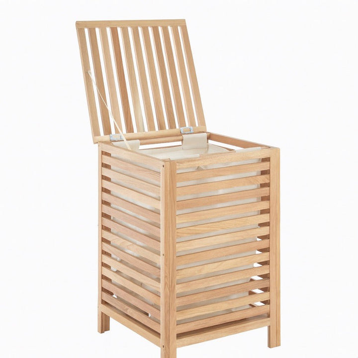 Arla Walnut Wood Laundry Hamper2 - Duck Barn Interiors