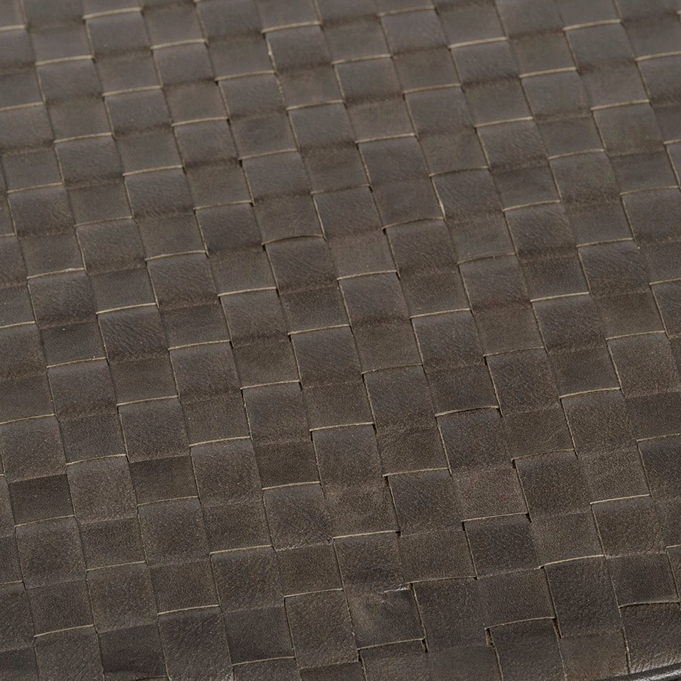 Arturo Leather Storage Pouffe - Peppercorn5 - Duck Barn Interiors