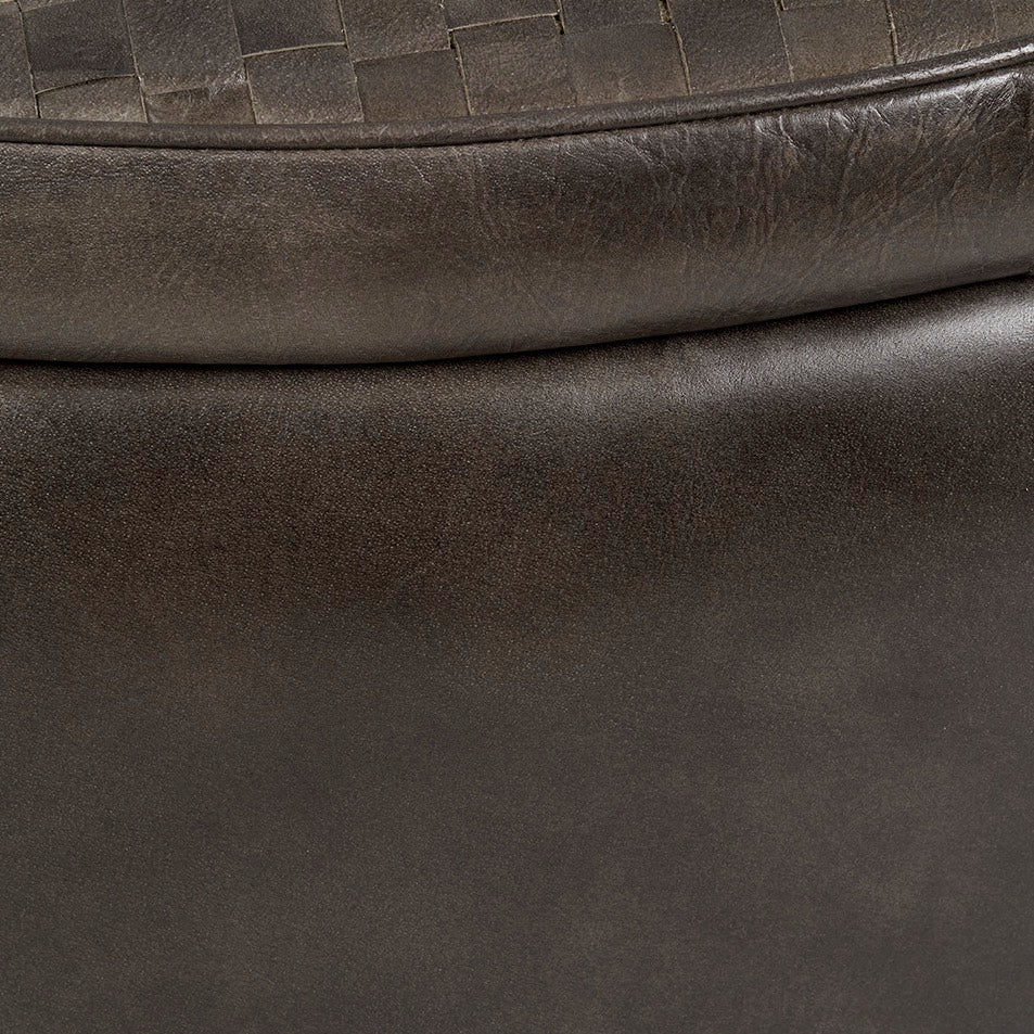 Arturo Leather Storage Pouffe - Peppercorn4 - Duck Barn Interiors