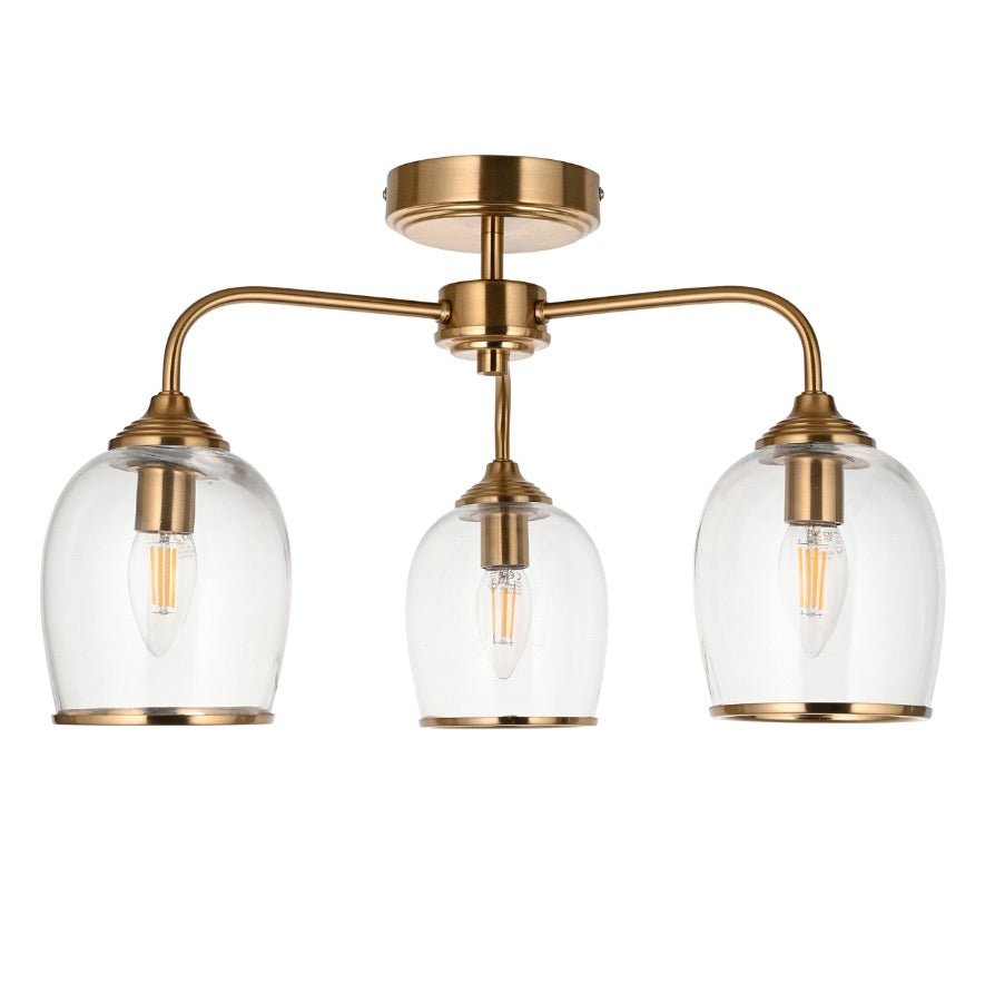Ashcroft 3 Light Ceiling Light - Brushed Aged Brass2 - Duck Barn Interiors