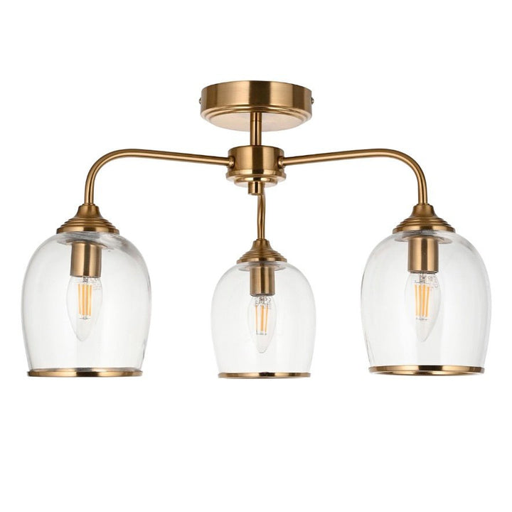 Ashcroft 3 Light Ceiling Light - Brushed Aged Brass2 - Duck Barn Interiors