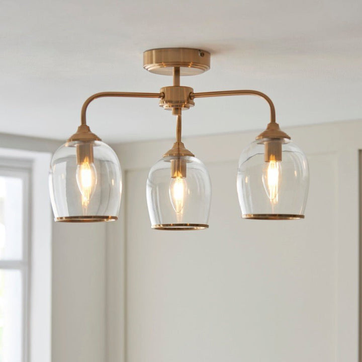 Ashcroft 3 Light Ceiling Light - Brushed Aged Brass1 - Duck Barn Interiors
