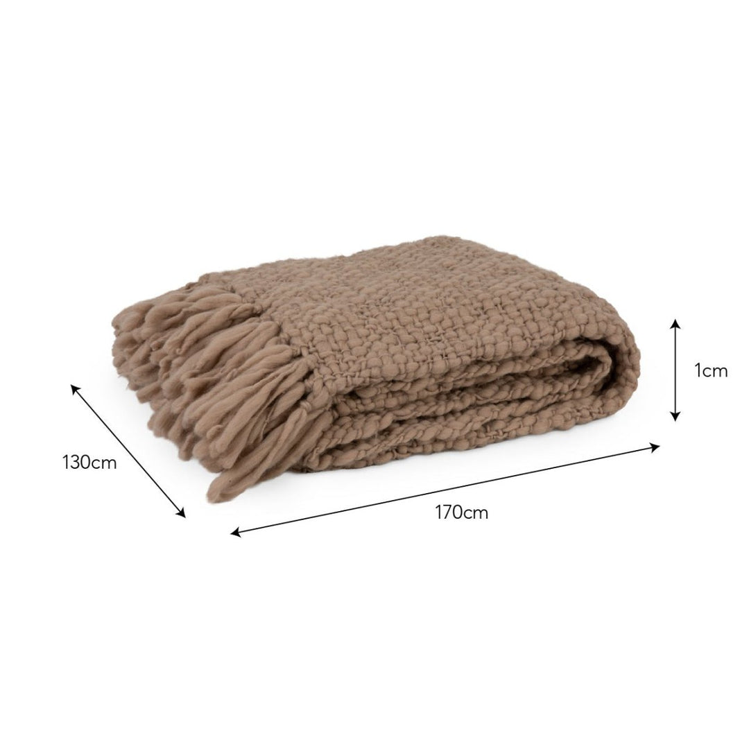 Ashfield Chunky Knit Wool Throw - Truffle4 - Duck Barn Interiors