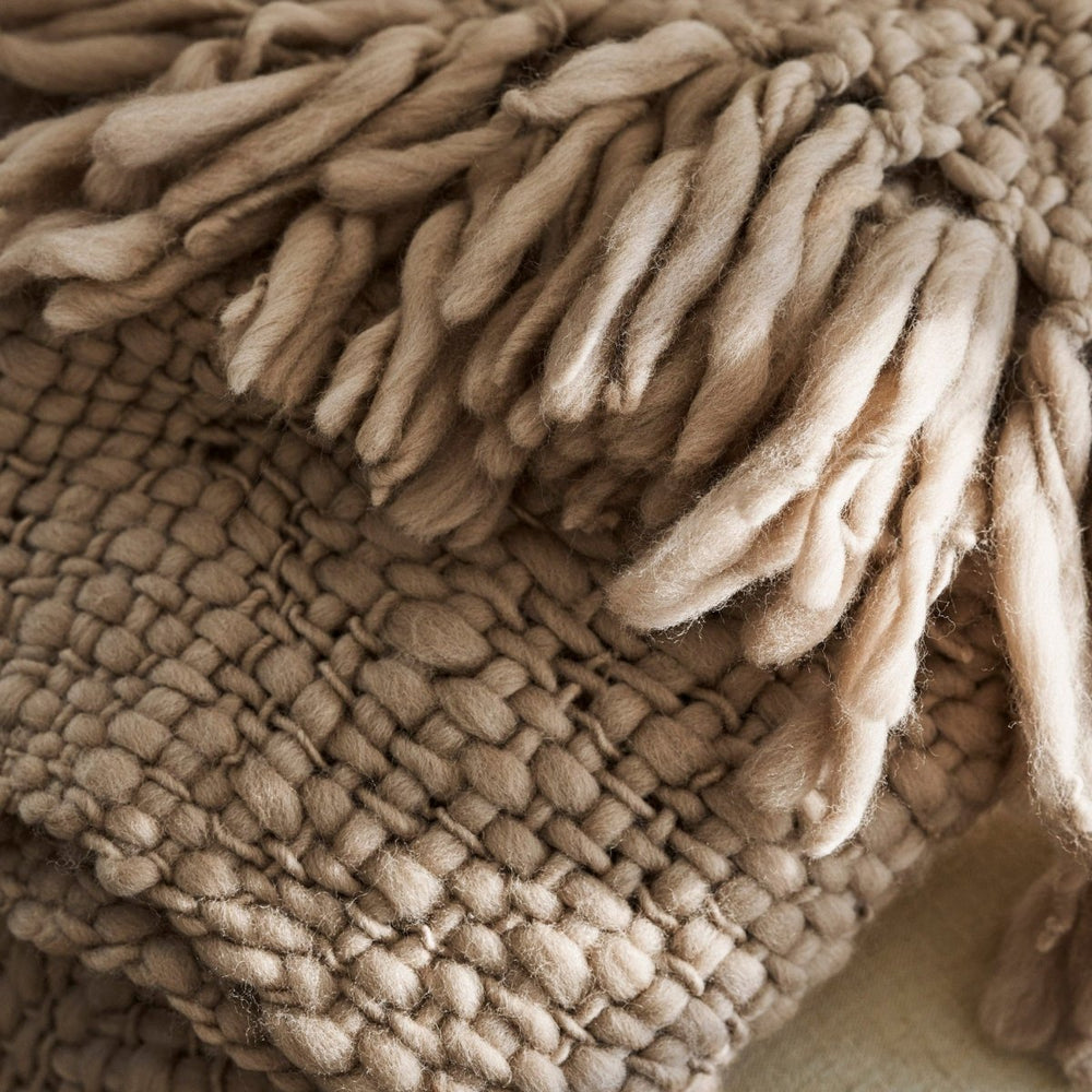 Ashfield Chunky Knit Wool Throw - Truffle2 - Duck Barn Interiors