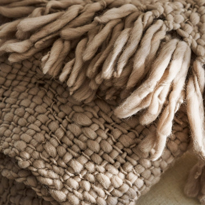 Ashfield Chunky Knit Wool Throw - Truffle2 - Duck Barn Interiors