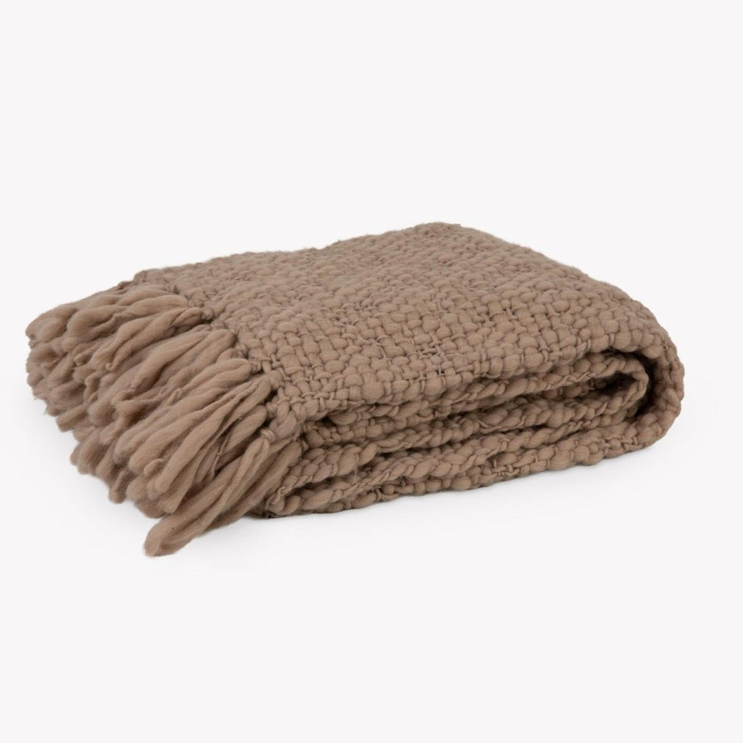 Ashfield Chunky Knit Wool Throw - Truffle3 - Duck Barn Interiors